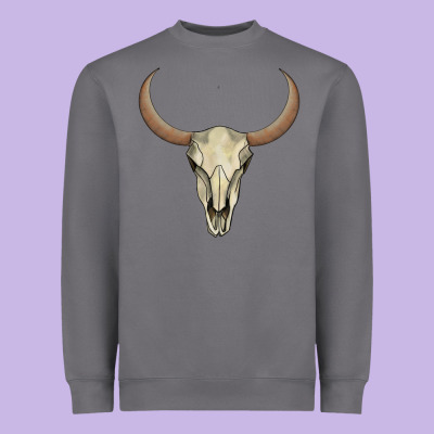 Bull Skull Heavyweight Sweatshirt Designed By Adodesignshop
