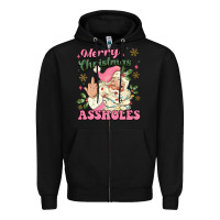 Black merry christmas assholes Zipper Hoodie - MaliasSmallBusiness