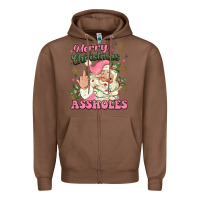 Chestnut merry christmas assholes Zipper Hoodie - MaliasSmallBusiness