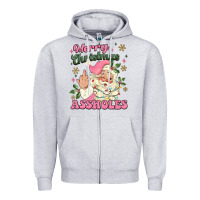 Heather Grey merry christmas assholes Zipper Hoodie - MaliasSmallBusiness