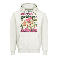 Oatmeal Heather merry christmas assholes Zipper Hoodie - MaliasSmallBusiness