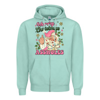 Seafoam merry christmas assholes Zipper Hoodie - MaliasSmallBusiness