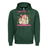 Sports Green merry christmas assholes Zipper Hoodie - MaliasSmallBusiness