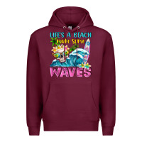 Burgundy Life's a beach make some waves Premium Hoodie - NancyCooperArtShop