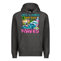 Charcoal Heather Life's a beach make some waves Premium Hoodie - NancyCooperArtShop