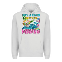 Dove Grey Life's a beach make some waves Premium Hoodie - NancyCooperArtShop
