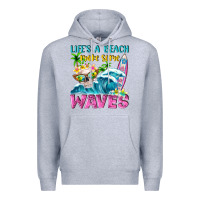 Heather Grey Life's a beach make some waves Premium Hoodie - NancyCooperArtShop