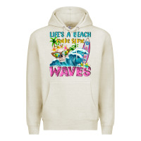 Oatmeal Heather Life's a beach make some waves Premium Hoodie - NancyCooperArtShop