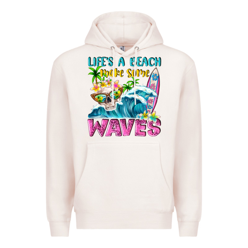 Life's A Beach Make Some Waves Premium Hoodie by NancyCooperArtShop | Teevron