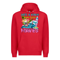 Red Life's a beach make some waves Premium Hoodie - NancyCooperArtShop