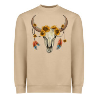 Mushroom bull skull sunflowers and feathers Heavyweight Sweatshirt - AdoDesignShop