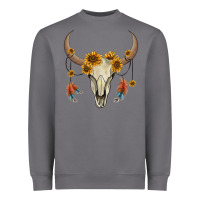 Storm bull skull sunflowers and feathers Heavyweight Sweatshirt - AdoDesignShop