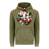 Vintage Olive Christmas cow gemstone Vintage Hoodie - Artiststas