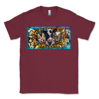 Burgundy western cow turquoise’s white flowers license plate template Classic Tee - BarkalooDesign