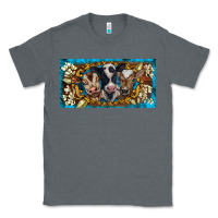 Charcoal Heather western cow turquoise’s white flowers license plate template Classic Tee - BarkalooDesign