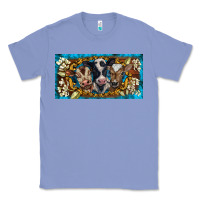 Colony Blue western cow turquoise’s white flowers license plate template Classic Tee - BarkalooDesign