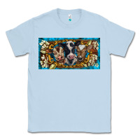 Dusty Blue western cow turquoise’s white flowers license plate template Classic Tee - BarkalooDesign