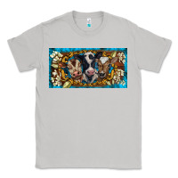 Moon Dust western cow turquoise’s white flowers license plate template Classic Tee - BarkalooDesign