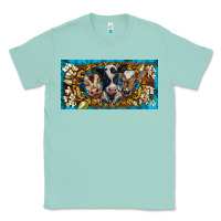 Seafoam western cow turquoise’s white flowers license plate template Classic Tee - BarkalooDesign