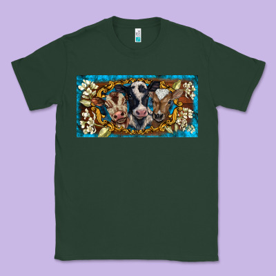 Western Cow Turquoise’s White Flowers License Plate Template Classic Tee Designed By Barkaloodesign
