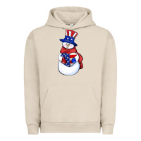 Pigment French Oak Patriotic snowman 4th of july Urban Hoodie - HowdyJamesFarm