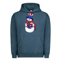 Pigment Midnight Navy Patriotic snowman 4th of july Urban Hoodie - HowdyJamesFarm