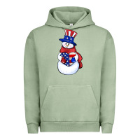 Pigment Oil Green Patriotic snowman 4th of july Urban Hoodie - HowdyJamesFarm