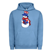 Pigment Pebble Blue Patriotic snowman 4th of july Urban Hoodie - HowdyJamesFarm