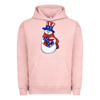 Pigment Salmon Patriotic snowman 4th of july Urban Hoodie - HowdyJamesFarm