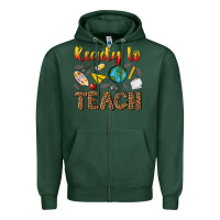Sports Green ready to teach Zipper Hoodie - NancyCooperArtShop