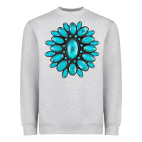 Heather Grey turqoise gemstone Heavyweight Sweatshirt - AdoDesignShop