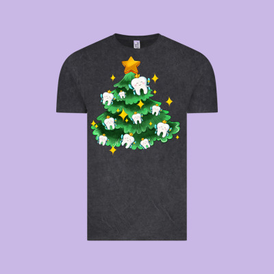 Christmas Tree With Teeth Vintage Tee Designed By Adodesignshop
