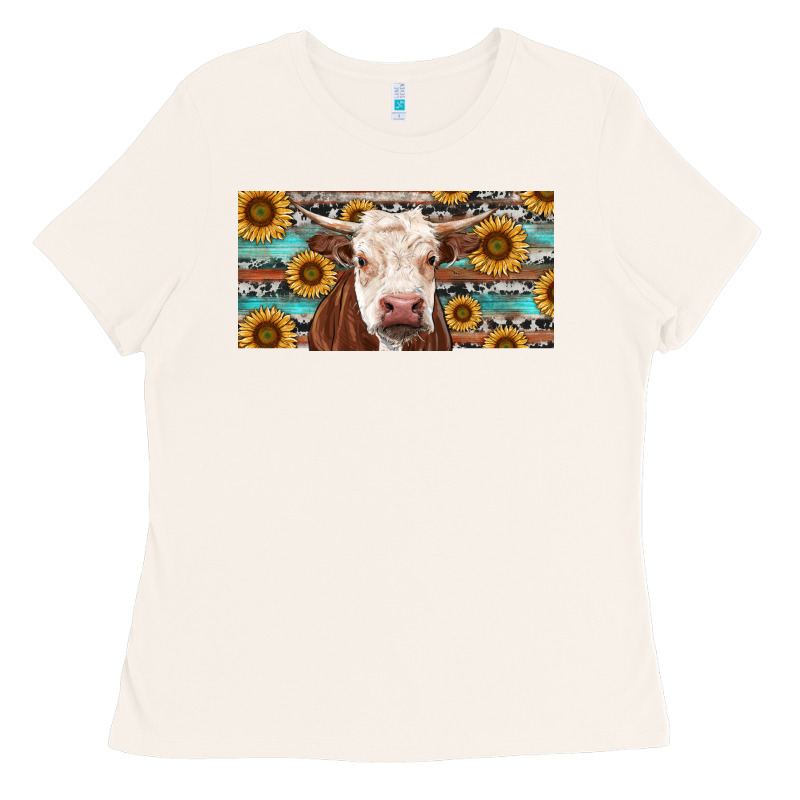 Heifer With Sunflower And Serape Ladies Tee by RanaPortraitStore | Teevron