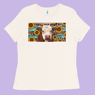 Ladies Tee Heifer With Sunflower And Serape