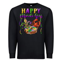 Black happy mardi gras fleur de lis king cake crawfish Premium Sweatshirt - RanaPortraitStore