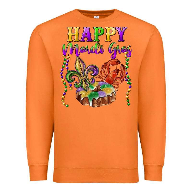 Happy Mardi Gras Fleur De Lis King Cake Crawfish Premium Sweatshirt by RanaPortraitStore | Teevron