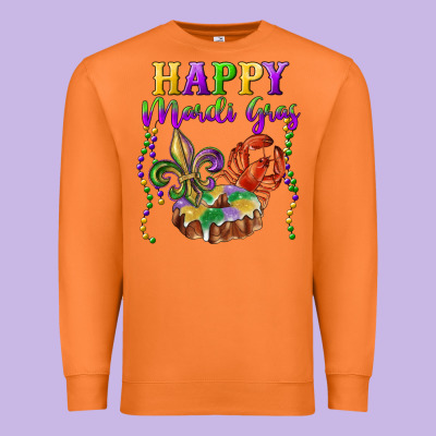 Happy Mardi Gras Fleur De Lis King Cake Crawfish Premium Sweatshirt Designed By Ranaportraitstore