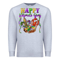 Heather Grey happy mardi gras fleur de lis king cake crawfish Premium Sweatshirt - RanaPortraitStore