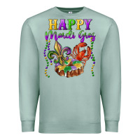 Seafoam happy mardi gras fleur de lis king cake crawfish Premium Sweatshirt - RanaPortraitStore