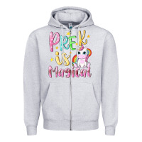 Heather Grey pre k is magical Zipper Hoodie - NancyCooperArtShop