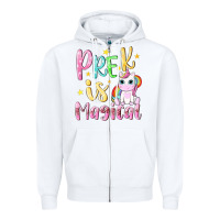 White pre k is magical Zipper Hoodie - NancyCooperArtShop