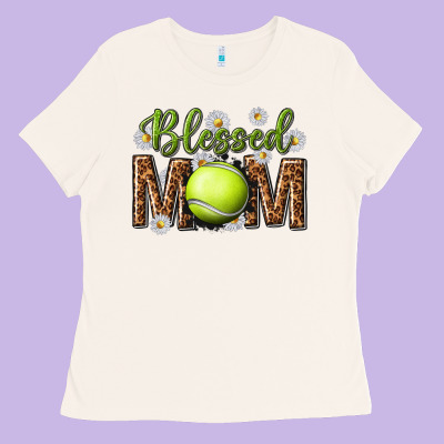 Ladies Tee blessed mom with tennis and daisy