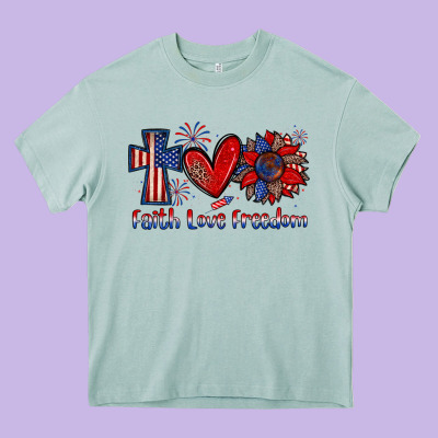 Faith Love Freedom Heavy Core Tee Designed By Zillion Design Studio