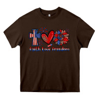Chocolate Brown faith love freedom Heavy Core Tee - Zillion Design Studio