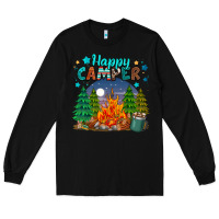 Black happy camper Long Sleeve Tee - MaliasSmallBusiness