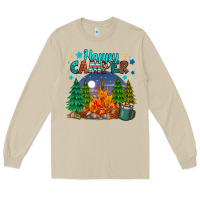 Mushroom happy camper Long Sleeve Tee - MaliasSmallBusiness