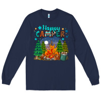Navy happy camper Long Sleeve Tee - MaliasSmallBusiness