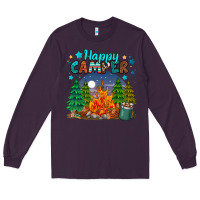 Plum happy camper Long Sleeve Tee - MaliasSmallBusiness