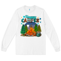 White happy camper Long Sleeve Tee - MaliasSmallBusiness