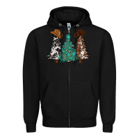 Black cowhide with gemstones trees Zipper Hoodie - MaliasSmallBusiness